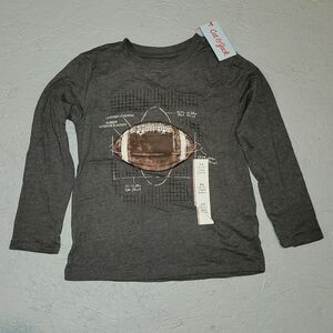 Cat and Jack Boys Football Long Sleeve Tee, Size XS 4-5, Gray